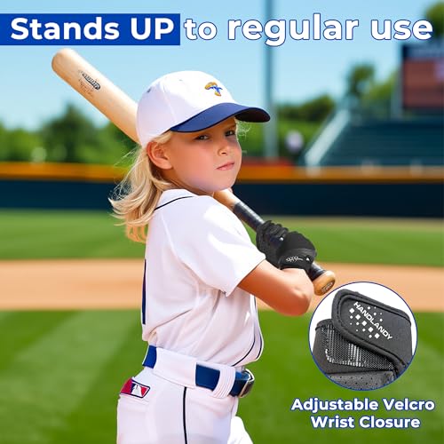 AIGEVTURE Baseball Bating Gloves Adult Youth Baseball Softball Batting Gloves Adult Kids Boys Girls - color: Black, size: Kids X-Small