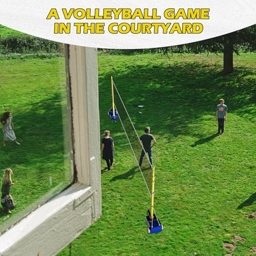 Volleyball Net Systems,Heavy Duty Indoor Volleyball Net Height Adjustable, Portable Volleyball Poles for Backyard Outdoor School Stadium(1 Volleyball Net + 1 Badminton Net)