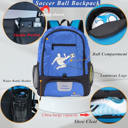 Soccer Ball Bag-Backpack for Basketball,Volleyball with Cleat Shoes and Ball Compartment for Sports Team,Trainning - color: Brighten Blue