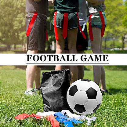 Flag Football Set - 14 Durable Belts with 42 Flags, Bonus 4 Cones and 1 Drawstring Bag (21 Red and 21 Blue) for Youth & Adults
