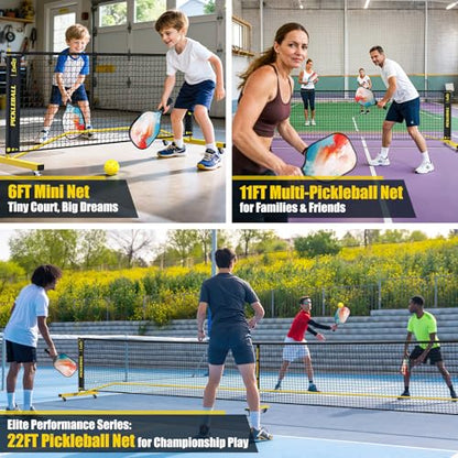 Fostoy Pickleball Set Net with Wheels, Portable 3in1 Pickle Ball Net with Carry Bag- 3 Size Options, Designed for All Weather Conditions, Steady Metal Frame & Take Down for Practice & Games