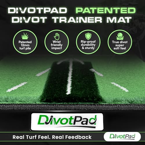 Patented Golf Training Aid, Golf Mats Practice Indoor & Outdoor, Soft Fibre, Real Give, 5 lb, Woven Alignment, Extra Pad, Home Backyard Swing Trainer, Hitting Mat, Accessories Gift Men, Women