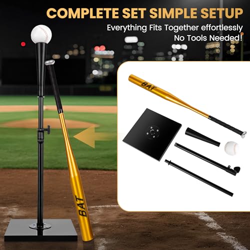 Baseball Batting Tee Set with Light Weight Aluminum Bat and Baseball - Hitting Tee - Baseball Tee - Batting Tees for Baseball - Hitting Tee for Baseball - Baseball Hitting Tee - Baseball Tee Set