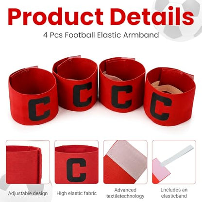 4 PCS Captain Arm Bands for Soccer,Captain Armband,Team Sport Armband,Elastic Adjustable,for Adult Youth Soccer Volleyball Team