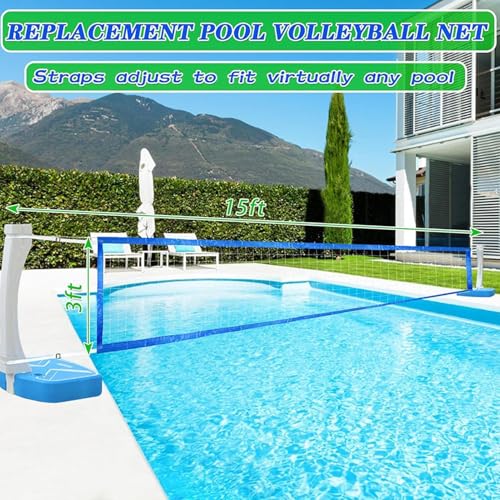 Volleyball Net for Pool | Adjustable Length Sport Accessories - Outdoor Swimming Pool Volleyball Net,for Adults Women Men Family Teens Outdoor Beach Garden Yard Driveway Court