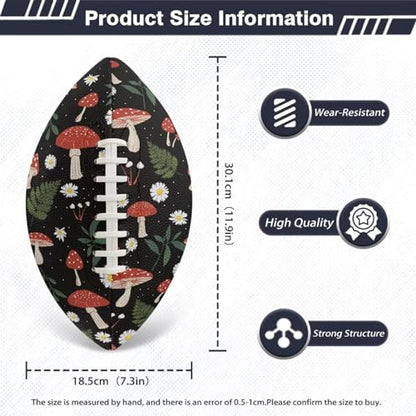 SYtrade Recreational Football Game Footballs PU Composite Leather Footballs for Training Indoor Outdoor - color: Mushroom Daisy Black