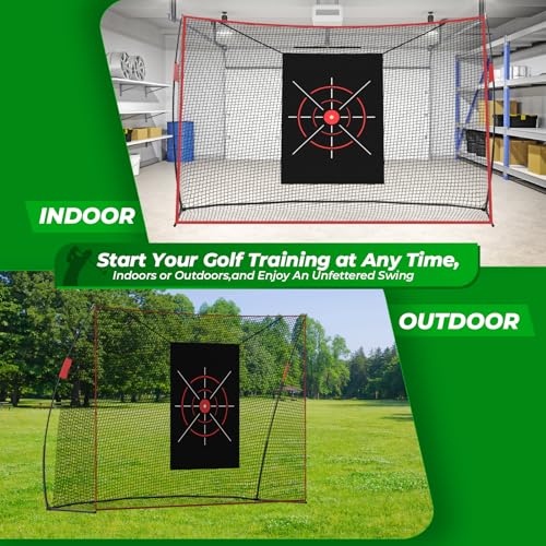 FAHKNS Golf Net, 10 x 7FT Heavy Duty Golf Practice Net with Chipping Practice Net, Golf Practice Net, Training Net for Backyard Driving Chipping Indoor Outdoor Training
