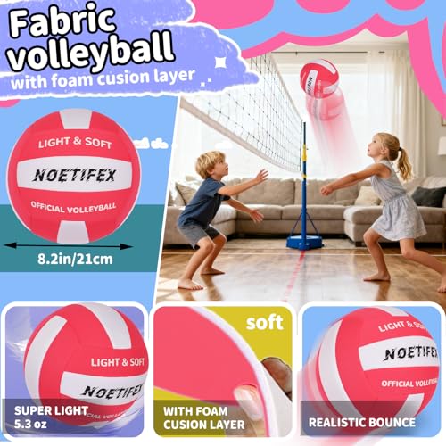 Soft Volleyball-Super Soft Fabric Light Volleyball for Indoor Practice Safe and Quiet Kids Youth Beginners House Yard Training Practice Games(Deflated) - color: Red,white