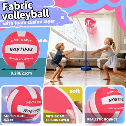 Soft Volleyball-Super Soft Fabric Light Volleyball for Indoor Practice Safe and Quiet Kids Youth Beginners House Yard Training Practice Games(Deflated) - color: Red,white