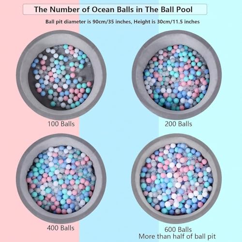 MoonxHome Ball Pit Balls for Toddlers, BPA Free Crush Proof Plastic Toy Balls for Ball Pit, Children's Pool Water Toys, Macaron Ocean Balls for Play Tent 2.15 Inch Pack of 100 200 500 800 1000 - color: L-white&light-grey&light-pink