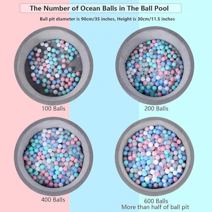 MoonxHome Ball Pit Balls for Toddlers, BPA Free Crush Proof Plastic Toy Balls for Ball Pit, Children's Pool Water Toys, Macaron Ocean Balls for Play Tent 2.15 Inch Pack of 100 200 500 800 1000 - color: L-white&light-grey&light-pink