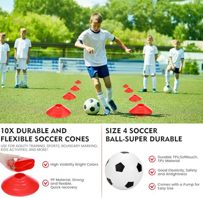 EVERRUSH 6' x 4' Soccer Goals Nets for Backyard Beach Pop Up Soccer Training Equipment Net Portable Goal Set with Ball, and Cones, Youth Outdoor Sports Games Football Goal with Carry Bag