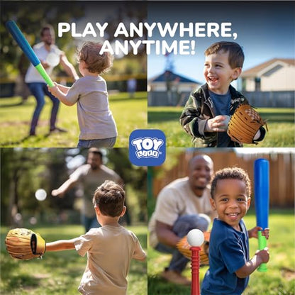 TOY Life Tball Set for Kids 3-5 & 5-8 - Toddler Baseball Tee and Bat Set with Glove & 6 Balls - Ideal Boy Toy Gift for Outdoor Play and Beginner Training - size: Glove Tee & Bat