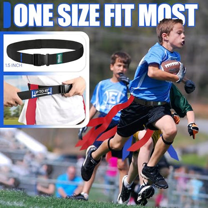 Flag Football Belts, 2/4/10/20 Sets of Adjustable Flag Football Set with Flags for Kids Youth and Adults Training