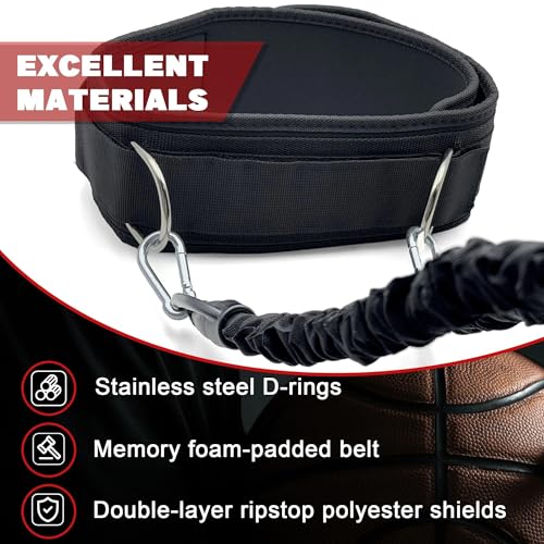 5-Pack Zone Defense Resistance Band Kit, Basketball & Volleyball Agility Training Belt Kit – Resistance Band Speed & Coordination Trainer with Adjustable Waist Strap, Black