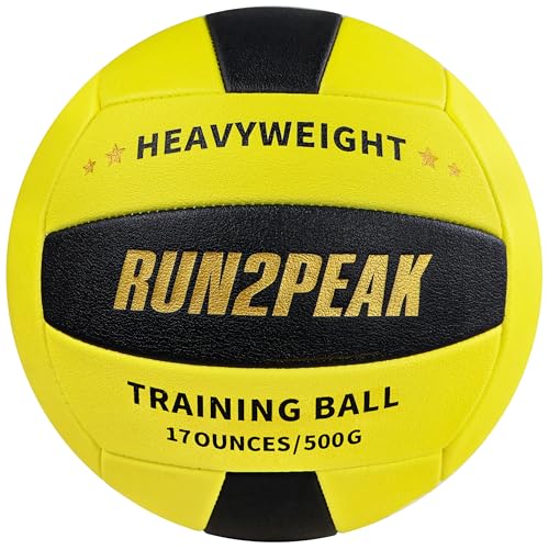 RUN2PEAK Setter Training Volleyball Official Size 5 Volleyballs Heavy Weight Ball PU Practice Volley Balls for Indoor Rebounder Equipment Setters Weighted Volleyball Setting Trainer - color: Yellow/Black/Golden