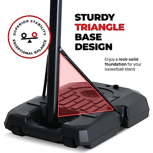Portable Basketball Hoop 10 ft Adjustable - 44in Shatterproof Backboard - Basketball Goal System 8-10 ft Adjustable Basketball Hoop for Kids/Adults Indoor Outdoor Weatherproof Fillable Base