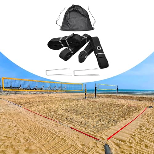 Beach Volleyball Lines Marking Kit for Outdoor Grass Sports, Black