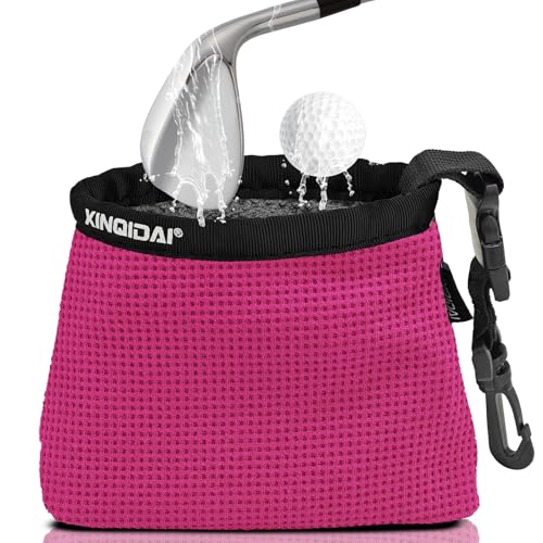 Golf Club and Golf Ball Cleaning Bag - Cleans Club Grooves, Golf Bag Accessories,Waterproof Clean Face Tech, Detachable Clip, Machine Washable,Golfer Gifts for Men(1-Pack,Plum) - color: PLUM