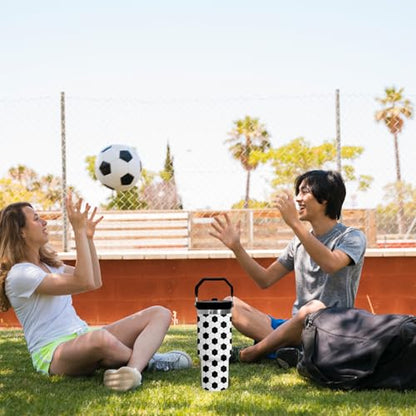 30 oz Tumbler with Handle Flip Straw Leak Proof - Soccer Cup 30oz Tumbler Travel Coffee Mug with Handle - Birthday Gifts for Women Men Soccer Lovers Fans 30 Ounce Stainless Steel Cup - color: Soccer