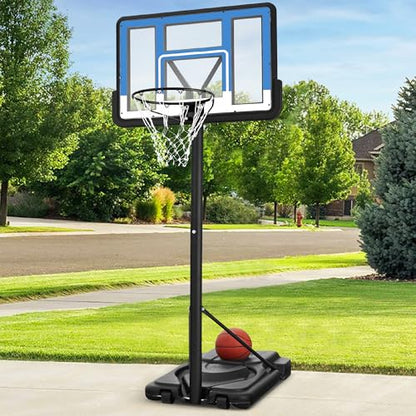 Best Choice Products 10ft Regulation Basketball Hoop, Height Adjustable Outdoor Goal w/Shock Absorbent Rim, Base Gel, 2 Wheels - style: Blue/White