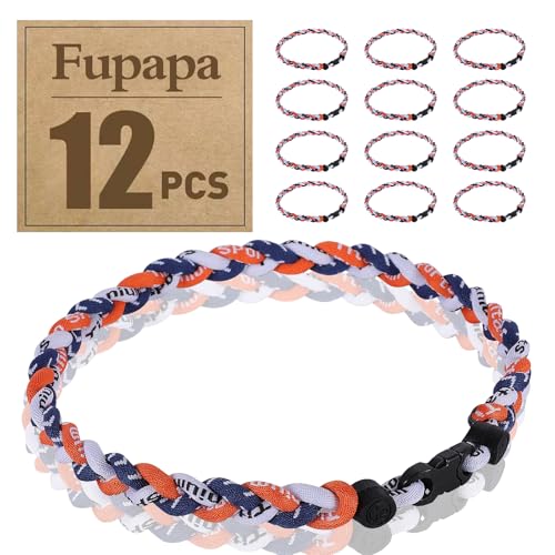 Premium 12Pack Baseball Necklaces, Multi-Color 18inches Sports Necklaces, Ideal for Baseball Team Gifts, Party Favors, Sports Parties - color: Navy_Stitch Orange White