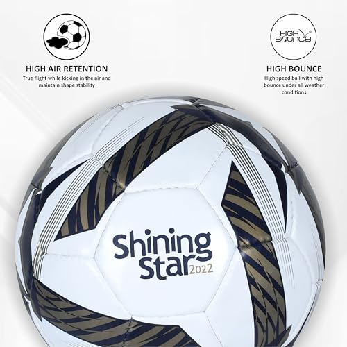 NIVIA Shining Star - 2022 Football/Rubberized Stitched Football/32 Panels/International Match Ball/Size - 5 (Black & White)