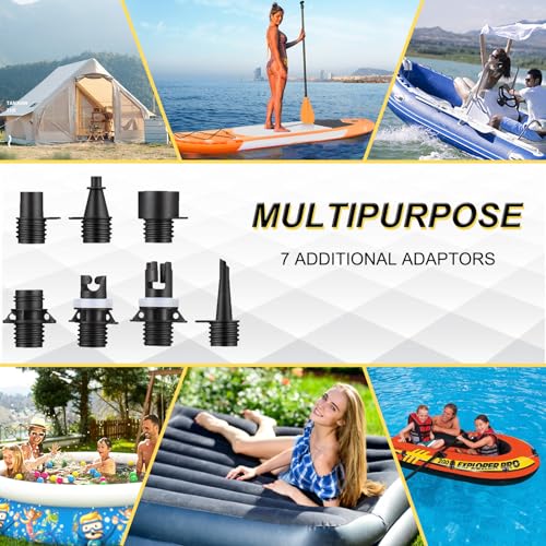 kosmegal Paddle Board Pump Electric Portable, SUP Pump for Paddleboard, 20PSI Air Compressor with Auto-Off, Deflation Function and 12V DC Car Connector for Inflatables, Kayaks and Boats