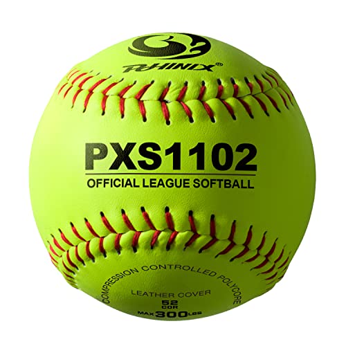 PHINIX Slow-Pitch Split Leather Softballs Professional Quality Practice Competitions 11" & 12" Options (COR .52 / Comp.300)