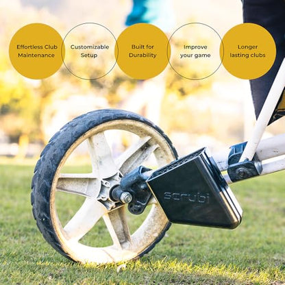 Scrubi Golf Club Cleaner for 3 Wheel Clicgear - Compact & Efficient Cleaning Tool for Golf Clubs – Easy to Use & Waterproof Design – Includes Strong Nylon Brush – Perfect for Irons