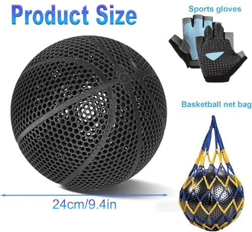 3D-Printed Airless Basketball,Official Size 7 No Pump Needed High Bounce and Quiet Basketballer Training and Dribbling Indoor Outdoor