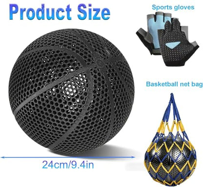 3D-Printed Airless Basketball,Official Size 7 No Pump Needed High Bounce and Quiet Basketballer Training and Dribbling Indoor Outdoor