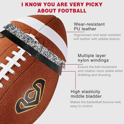 Personalized Football - Customize Your Name, Logo, Text on Great Grip Composite Leather Ball - Gift for Youth, Men, Women - color: Brown, size: Youth Size 6