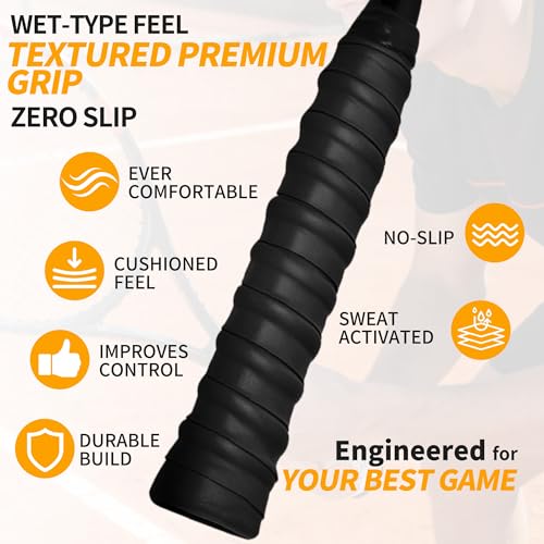 2 Pcs Tennis Racket Grip Tape, Dry Tennis Overgrip Tape, Anti-Slip Absorbent Grip, Racket Overgrip Tape - color: Black, size: Textured-43.3"x1"x0.03"