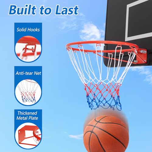 Goplus 18’’/15’’ Replacement Basketball Rim, Wall Door Mounted Basketball Hoop with All Weather Net, Indoor Outdoor Hanging Basketball Rim Goal Outside - size: 18", style: Orange