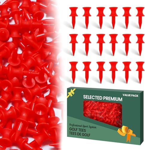 Amy Sport Golf Tees Step Down Plastic Unbreakable 50 Pack Reusable Bulk Professional Height Control Castle Tee for Practice - color: 50 Pack 1 1/4" in Red