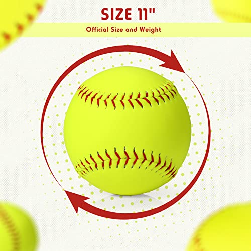 Lewtemi 24 Pack Yellow Practice Softballs Official Size and Weight Slowpitch Softball Sports Unmarked Leather Covered Youth Fastpitch Softball Ball Training Ball for Games Practice