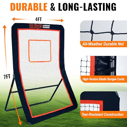 Lacrosse Rebounder for Backyard Heavy-Duty Volleyball Rebounder Net with Color Box, Adjustable 5 Rebound Angles for Lacrosse, Volleyball, Baseball, Soccer Practice - style: 4×6ft Premium Rebounder