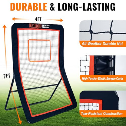 Lacrosse Rebounder for Backyard Heavy-Duty Volleyball Rebounder Net with Color Box, Adjustable 5 Rebound Angles for Lacrosse, Volleyball, Baseball, Soccer Practice - style: 4×6ft Premium Rebounder