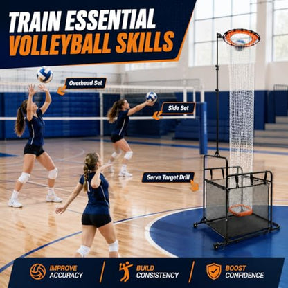 Volleyball Setting Net, Setter Volleyball Training Net Adjustable Height, 45°-180° Adjustable Angle, Stable Base for Indoor Outdoor Practice Equipment - size: 6.9–10.8 FT