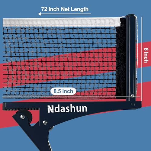 Premium Ping Pong Net with Clamps, Collapsible Table Tennis Net and Post Set, Spring Activated Clip, Tension Adjustable Mesh, Portable and Easy Setup (Navy)