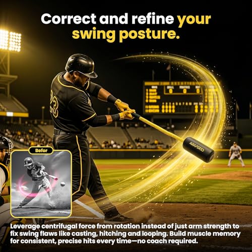 Baseball & Softball Rope Swing Trainer - Batting Training Tool with Batting Tee & 8 Soft Training Balls, Outdoor Indoor Training Bat, Hitting Aid for Youth & Beginners