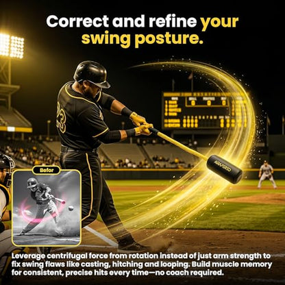 Baseball & Softball Rope Swing Trainer - Batting Training Tool with Batting Tee & 8 Soft Training Balls, Outdoor Indoor Training Bat, Hitting Aid for Youth & Beginners