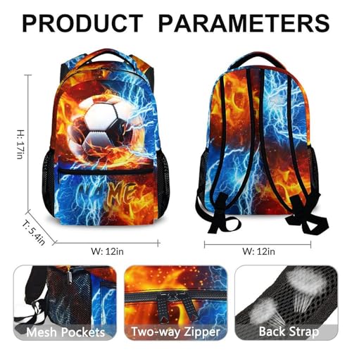 Custom Backpack for Kids Boys Soccer Bookbag for School Elementary Middle Primary, Lightweight Back to School Supplies - color: Black