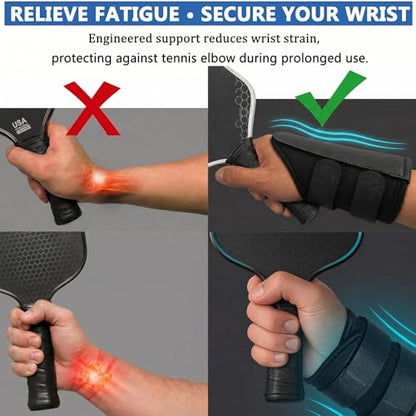 Pickleball Wrist Stabilizer with Metal Support - Pickleball Wrist Brace for Men and Women, Tennis & Golf Training Aid, Reduces Fatigue & Improves Control
