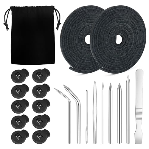 Coitak Baseball Glove Lace Kit, Baseball Glove Repair Lacing Kit Include 2 Leather Laces 78.74 inch 10 Lace Locks 9 Glove Lacing Needles with Needle Bag
