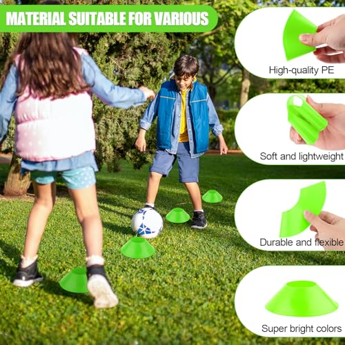 XIHIRCD 20pcs Soccer Cones for Sports Training, Football Cones Flexible Sports Agility Cones Training Cones for Basketball Football Running Drills Sports Games Field Cone Markers Kids (Red & Green)