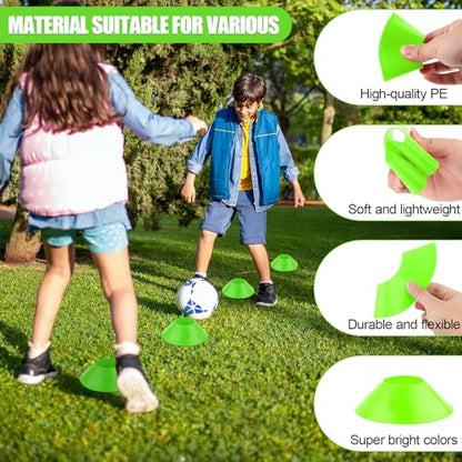 XIHIRCD 20pcs Soccer Cones for Sports Training, Football Cones Flexible Sports Agility Cones Training Cones for Basketball Football Running Drills Sports Games Field Cone Markers Kids (Red & Green)