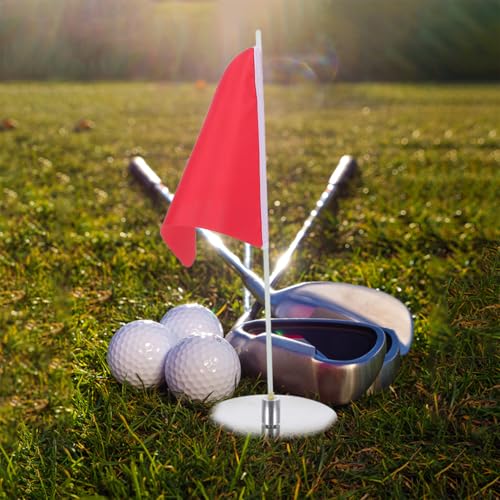 HEMOTON Portable Golf Flagstick with Hole Cup, Stainless Steel Putting for Backyard Indoor Practice, Mini Golfing Target Training Aid Accessories for Office Home
