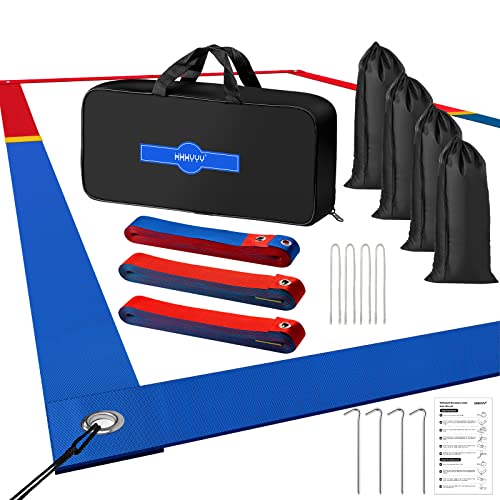 Professional Beach Volleyball Lines for Sand 26.3' X 52.6'| 30' X 60', 2 inch, Better Visible, Upgraded Weather Resistance, with Metal Anchors & Sand Bags - color: Red and blue, size: Standard 26.3x52.6 FT